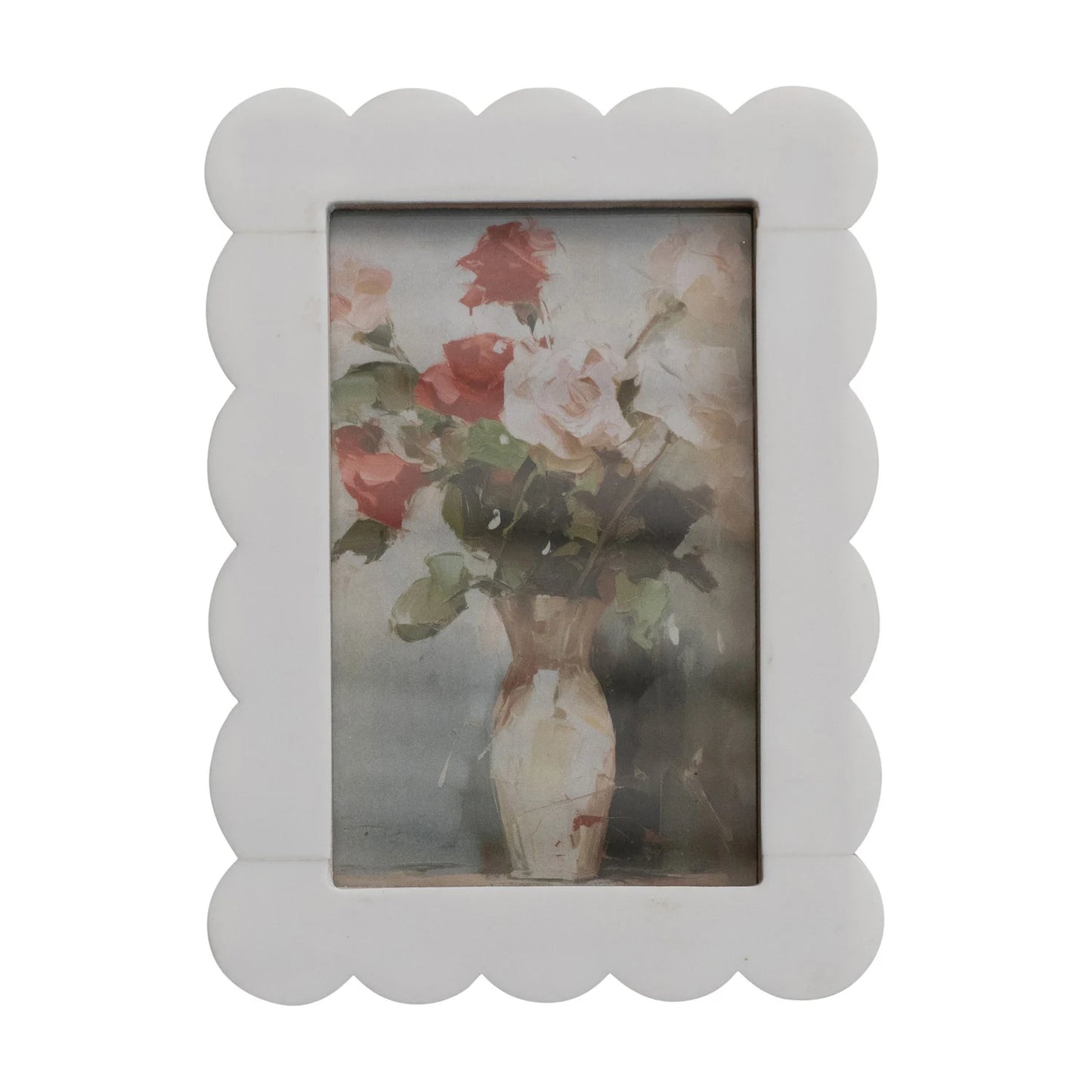 Scalloped Resin Photo Frame | White