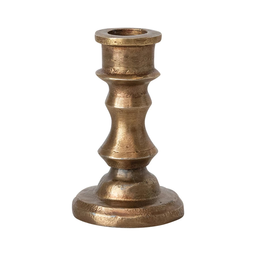 Cast Aluminum Taper Holder, Antique Brass Finish | 2.5"