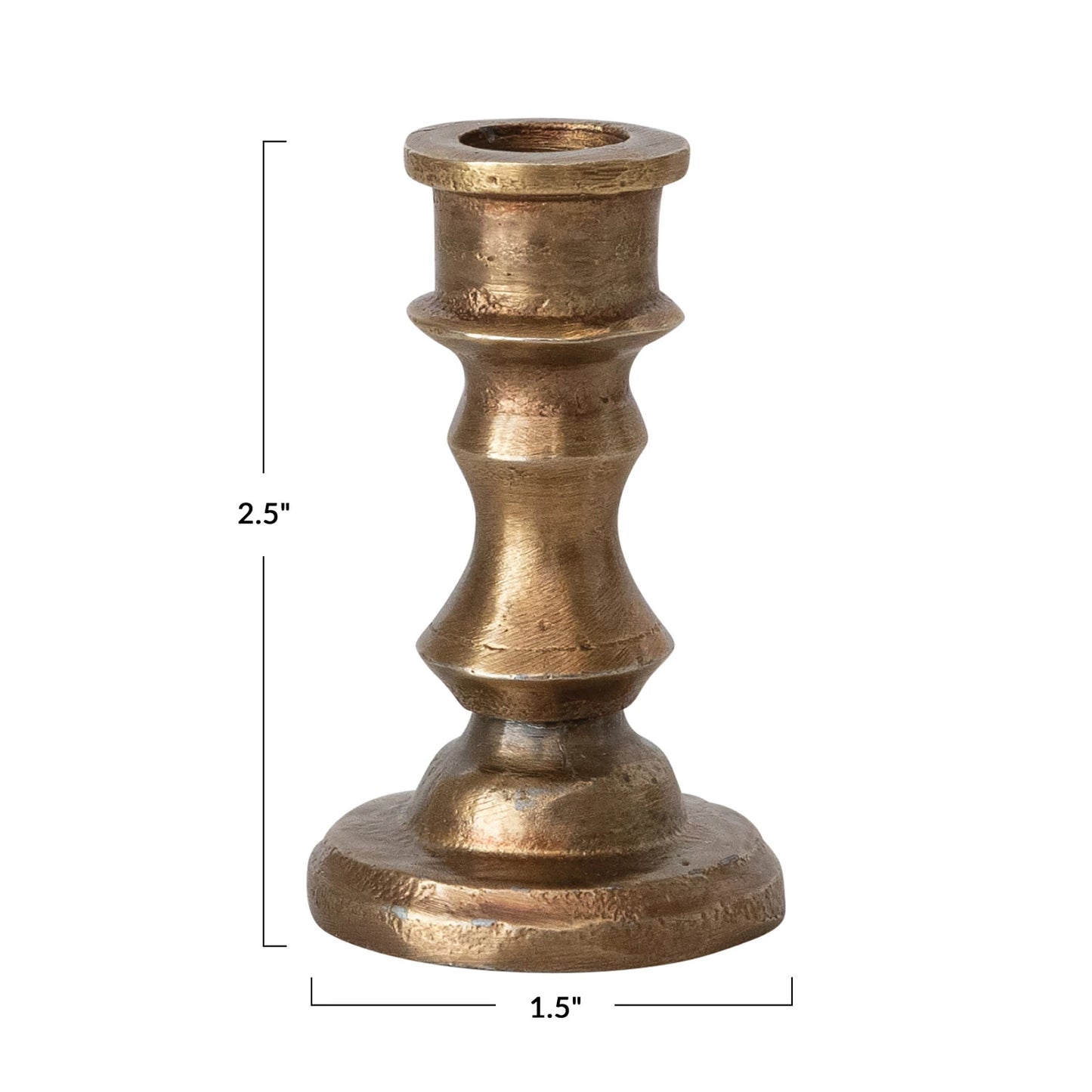 Cast Aluminum Taper Holder, Antique Brass Finish | 2.5"