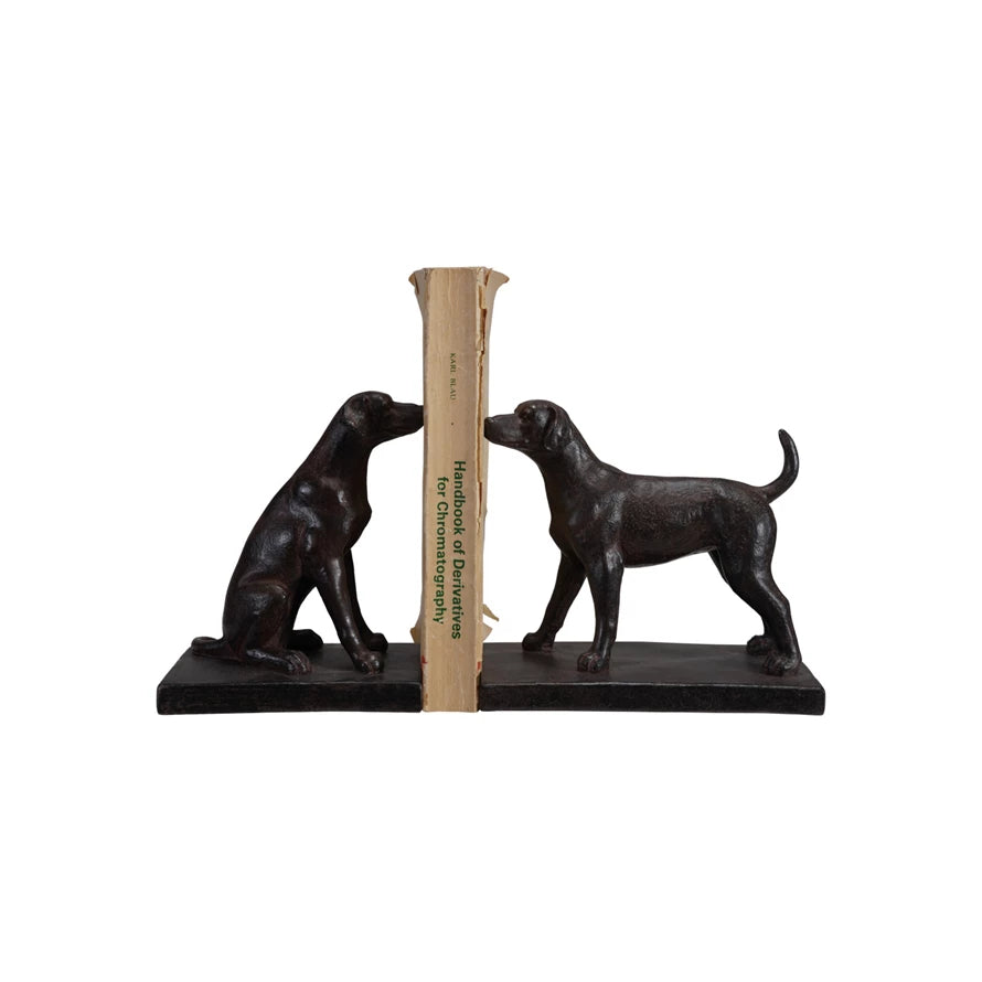 Resin Dog Bookends, Black | Set of 2