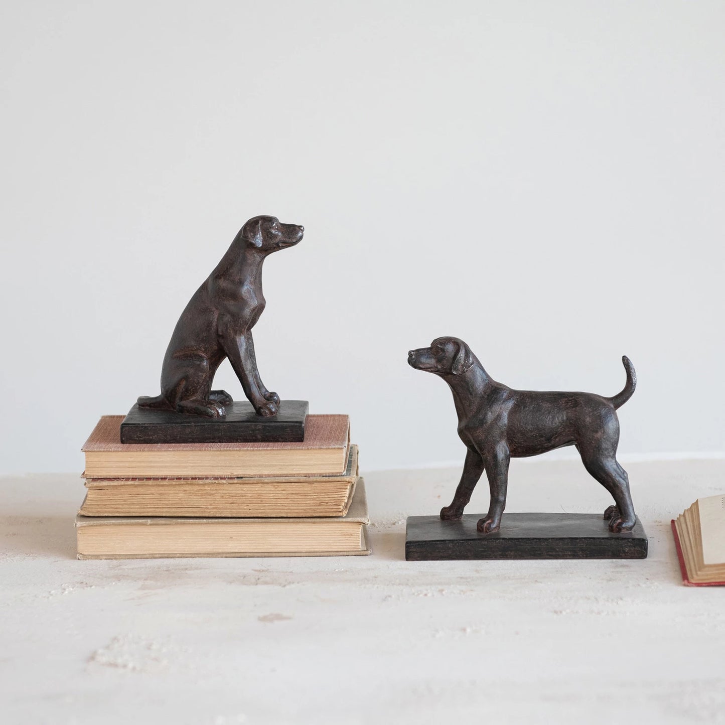 Resin Dog Bookends, Black | Set of 2