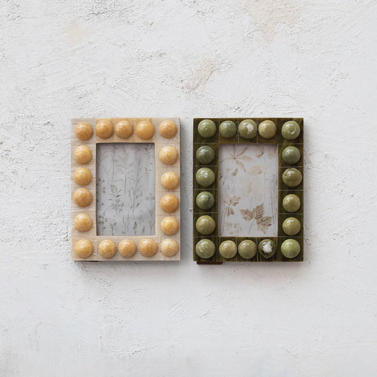 Handmade Marbled Resin Bobbin Photo Frame | 4x6 Photo | 2 colors