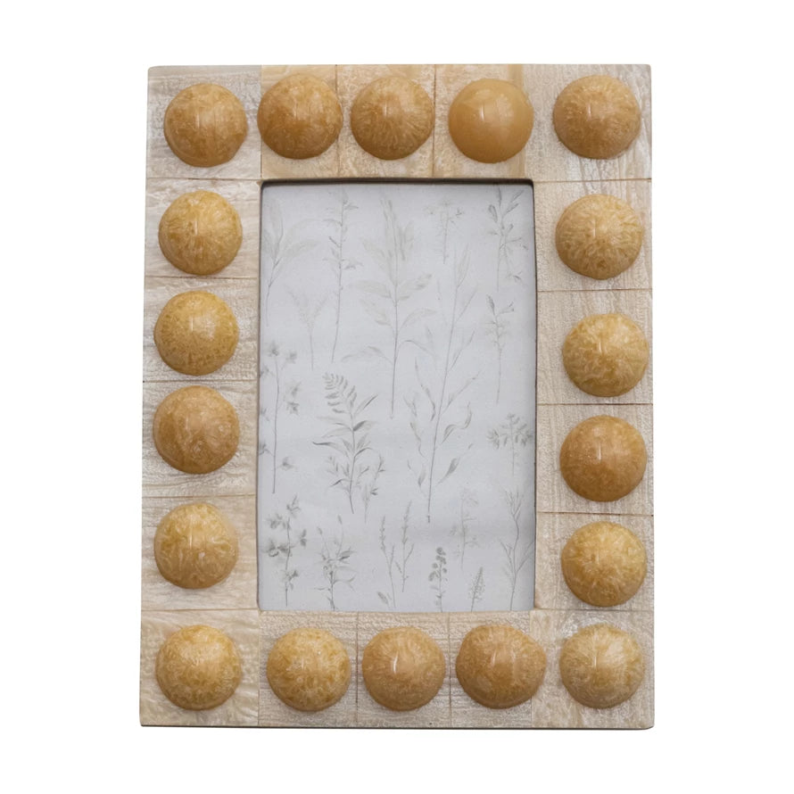 Handmade Marbled Resin Bobbin Photo Frame | 4x6 Photo | 2 colors