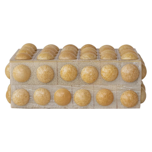 Handmade Marbled Resin Bobbin Box | Cream Color