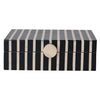Handmade Mango Wood & Resin Striped Box w/ Knob | Black, Tan Color & Natural