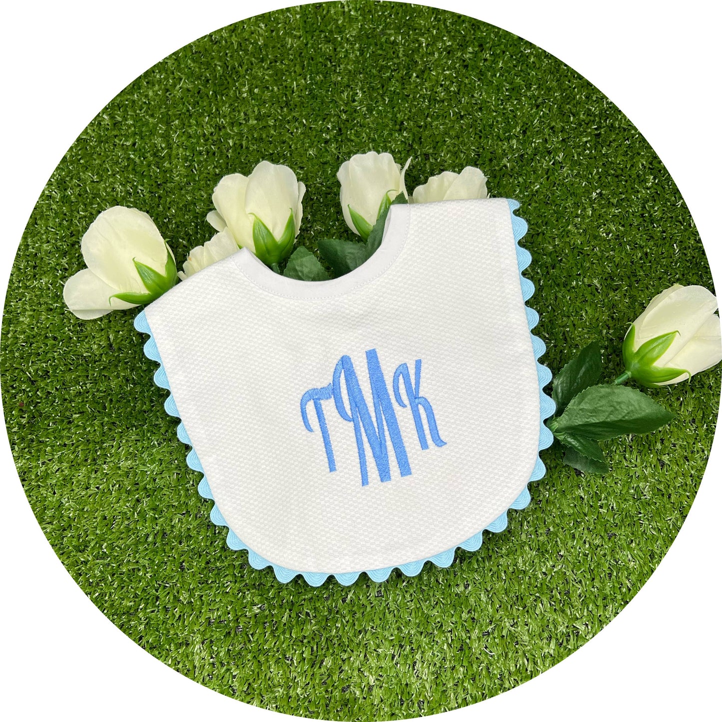 White Cotton Pique Baby Bib | Multiple Colors