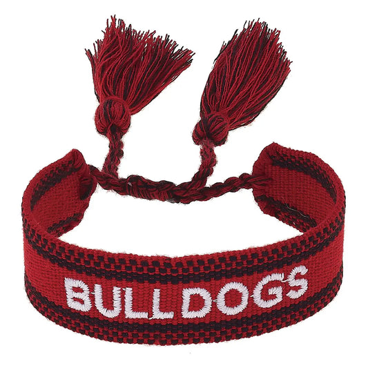 Georgia Bulldogs Woven Tassel Bracelet | Red
