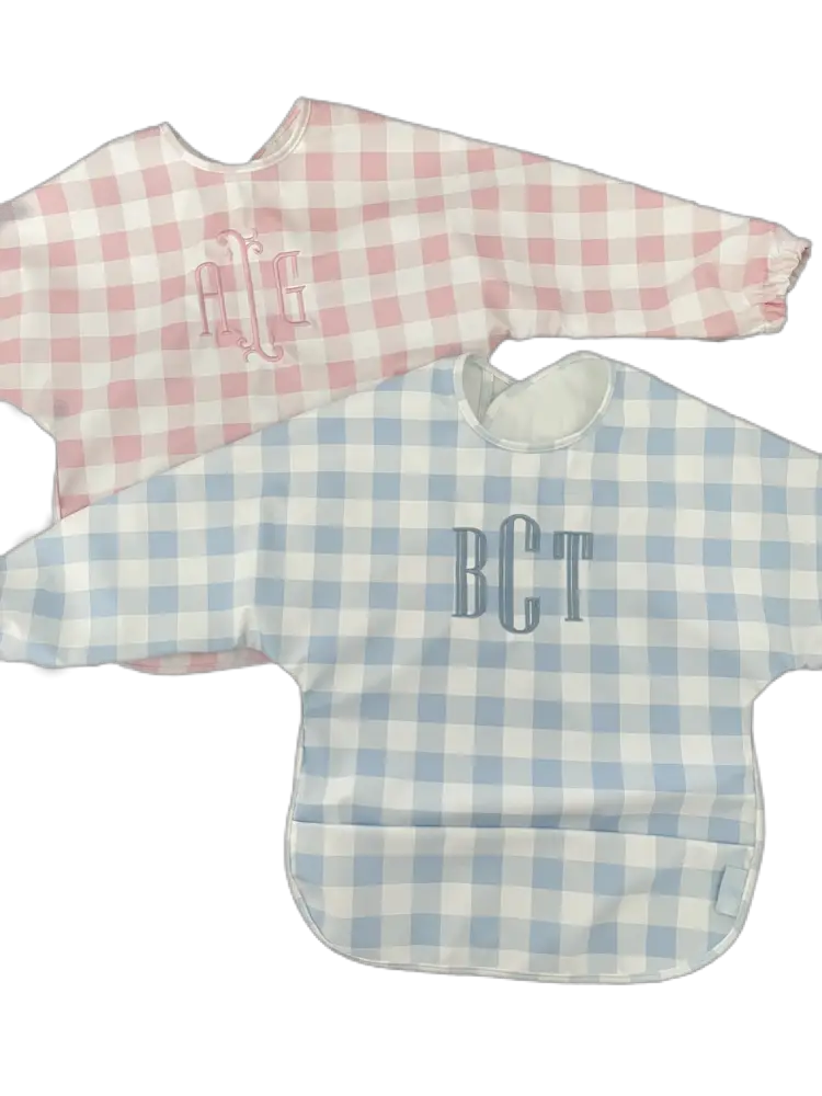 Long Sleeve Signature Catch All Bib | Pink Gingham | 6M - 2T
