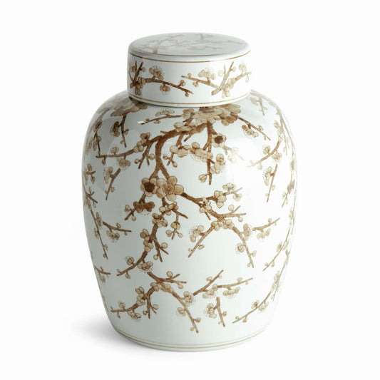 Province Empress Lidded Ginger Jar | Brown & White Ceramic