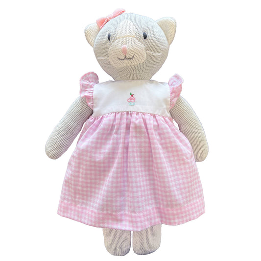 Knit Cat Doll with Birthday Cupcake Dress | 14"