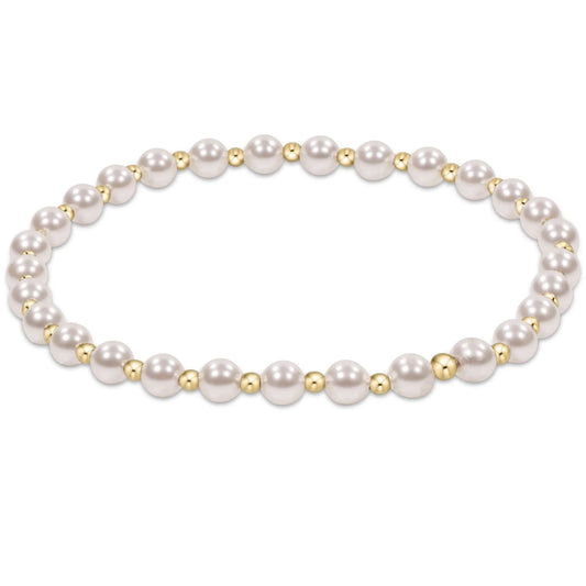 Classic Grateful Pattern 4mm Bead Bracelet | Pearl