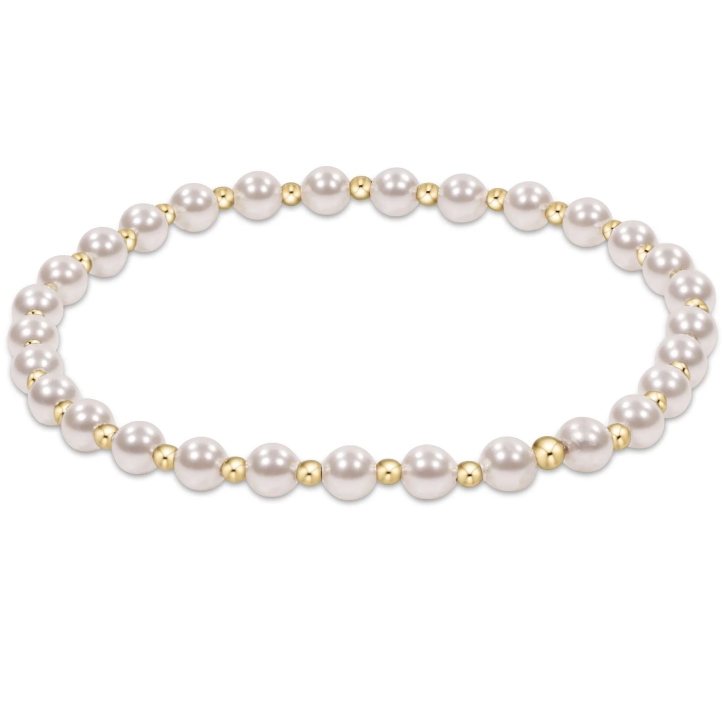 Classic Grateful Pattern 4mm Bead Bracelet | Pearl