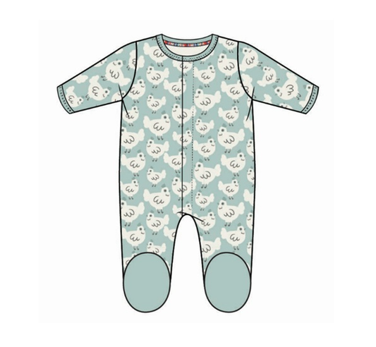 Organic Cotton Footie Green Chicken