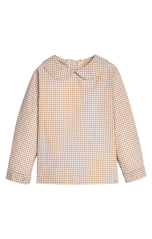 Peter Pan Shirt | Khaki Gingham