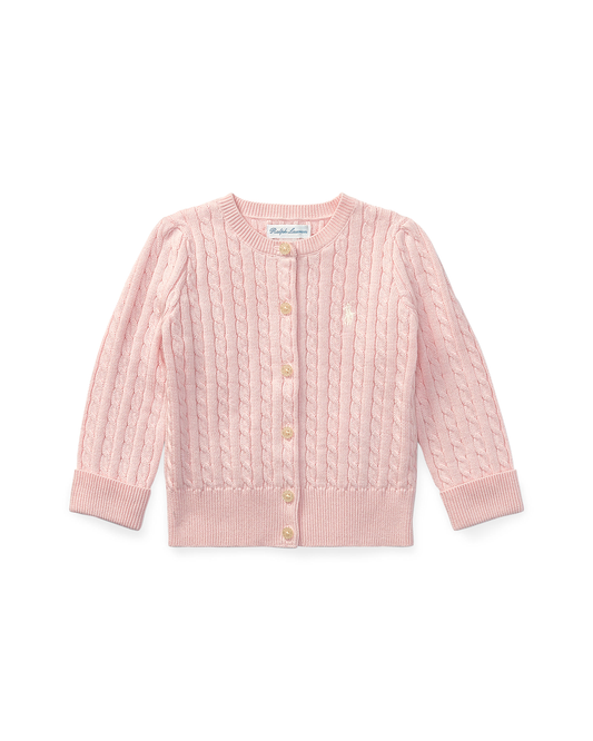 Cable Knit Cotton Cardigan | Hint of Pink