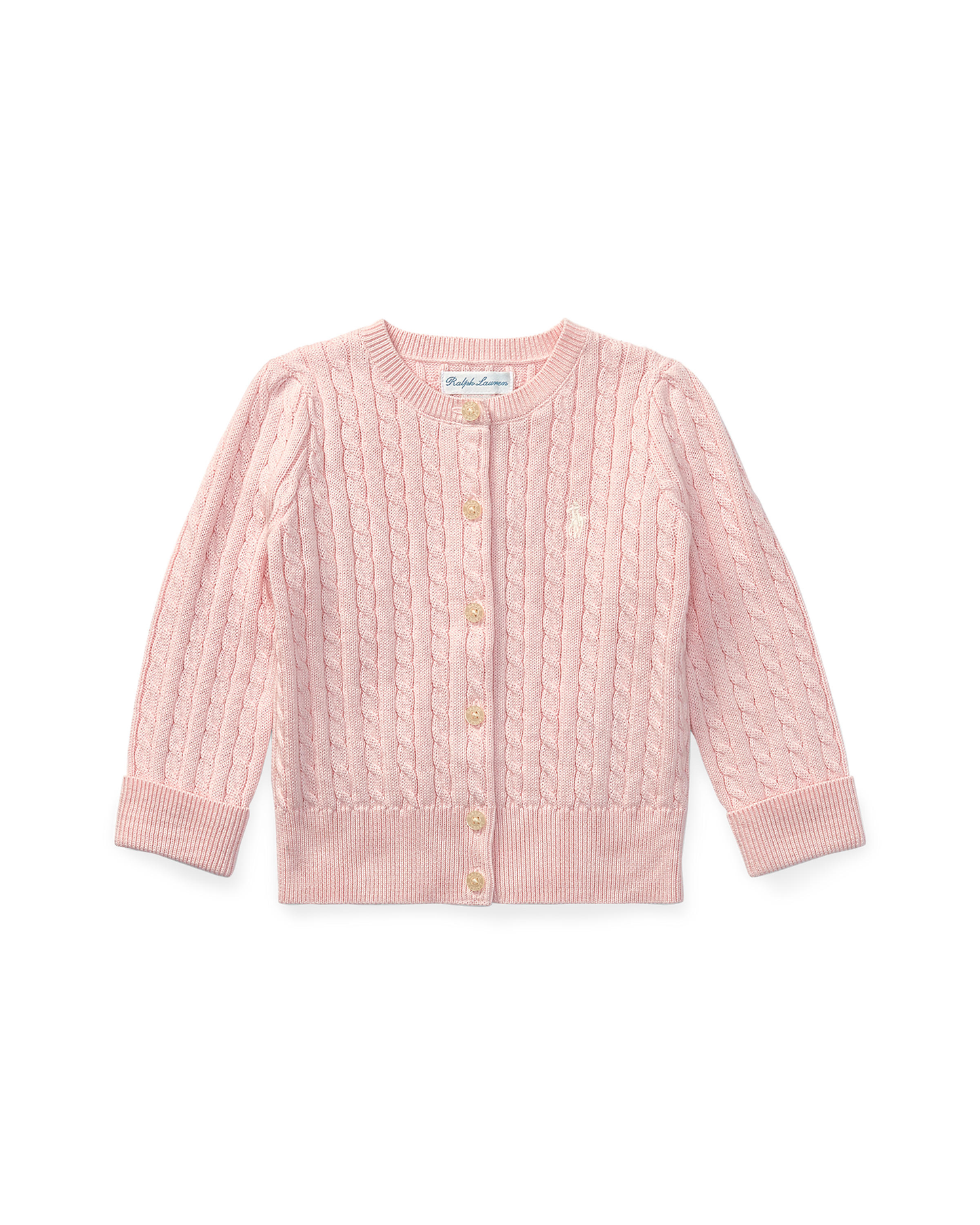 Cable Knit Cotton Cardigan | Hint of Pink