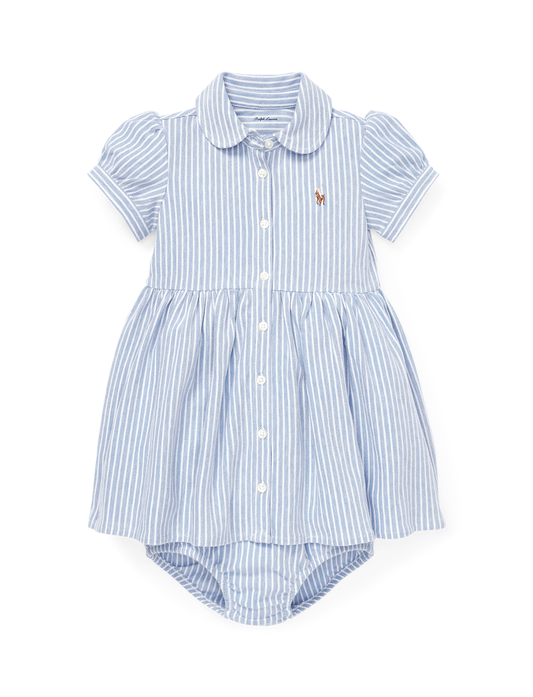 Short Sleeve Striped Oxford Knit Dress | Harbor Island Blue/White