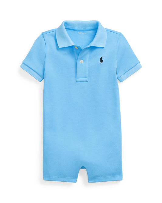 Cotton Interlock Polo Shortall | Blue
