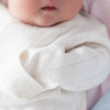 love lines organic cotton pointelle magnetic cozy sleeper gown + hat set | tofu