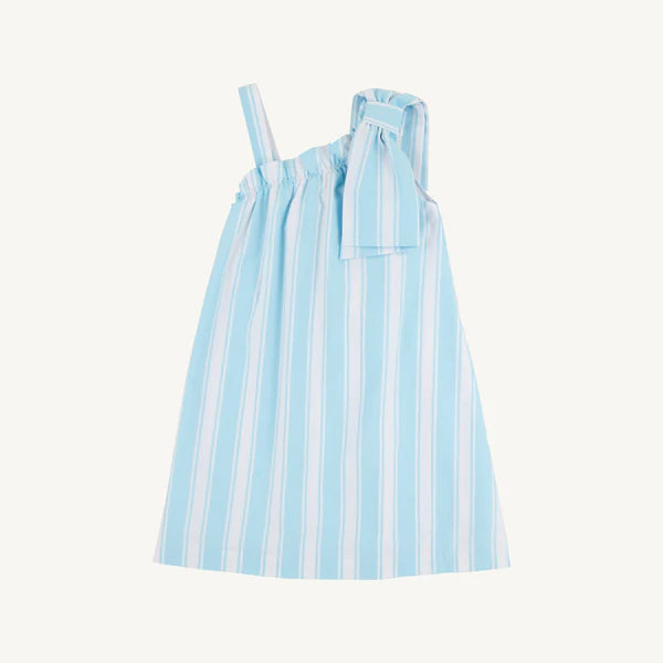 Maebelle Bow Dress | Belhaven Blue Ticking Stripe