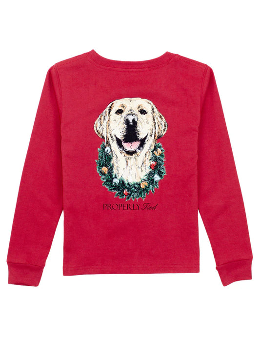 Boys Deck The Paws LS Tee | Cabernet