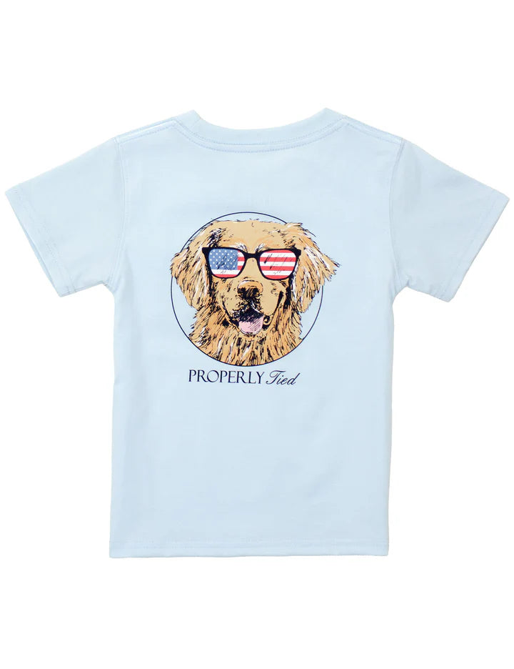 Boys Patriot Dog SS Tee | Periwinkle