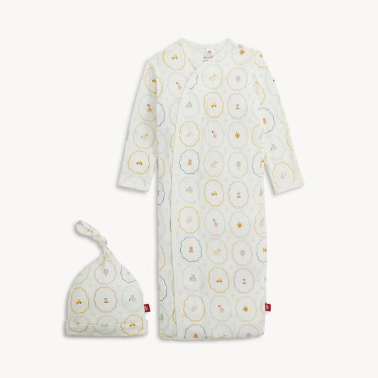 Nursery Magic Cream Modal Gown + Hat Set
