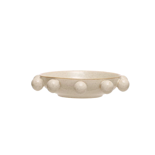 Stoneware Bowl w/ Orbs | Cream