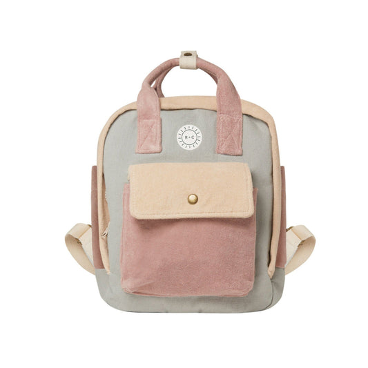 Mini Backpack - Terry Color Block (Blue, Shell & Mauve)