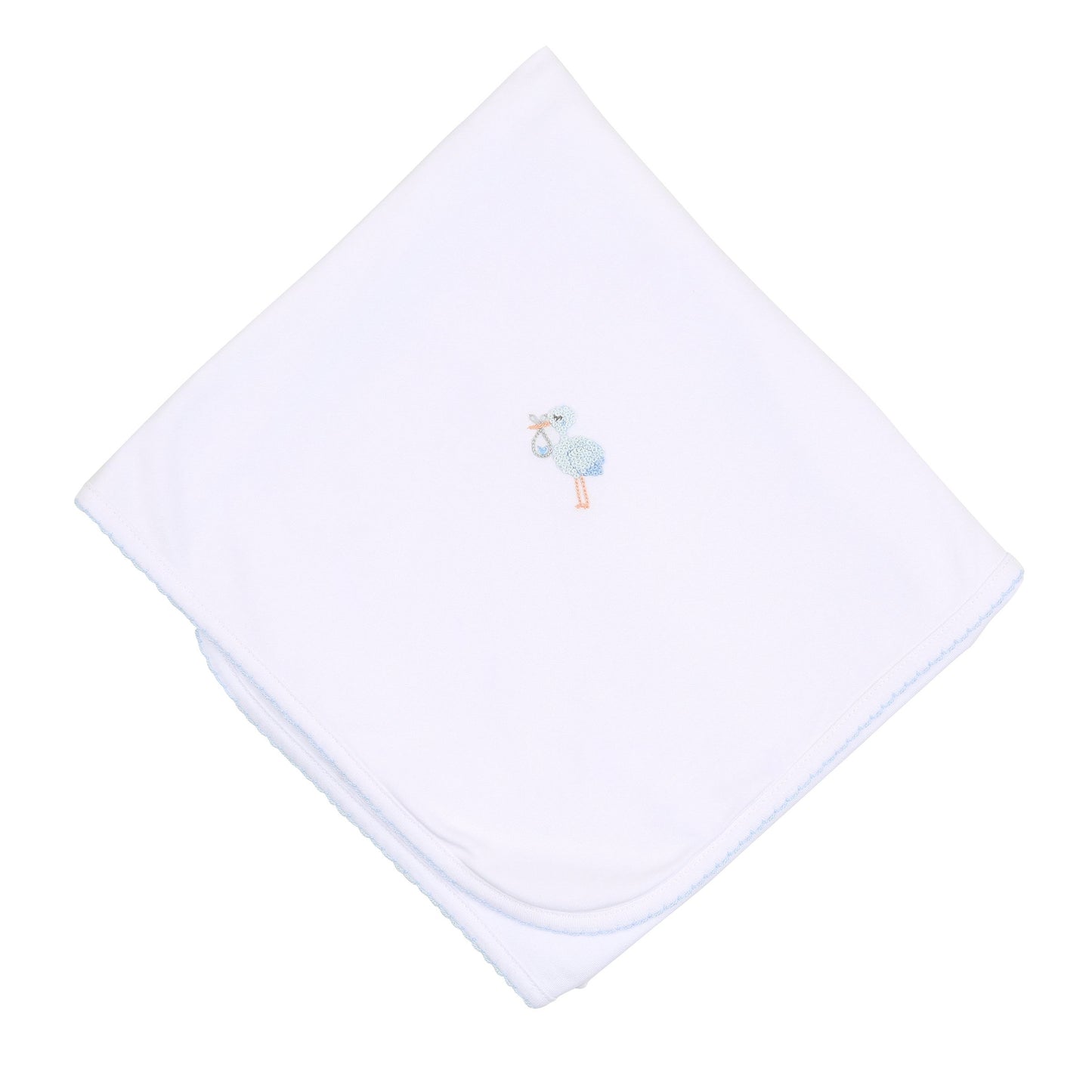 Tiny Stork Receiving Blanket- Light Blue