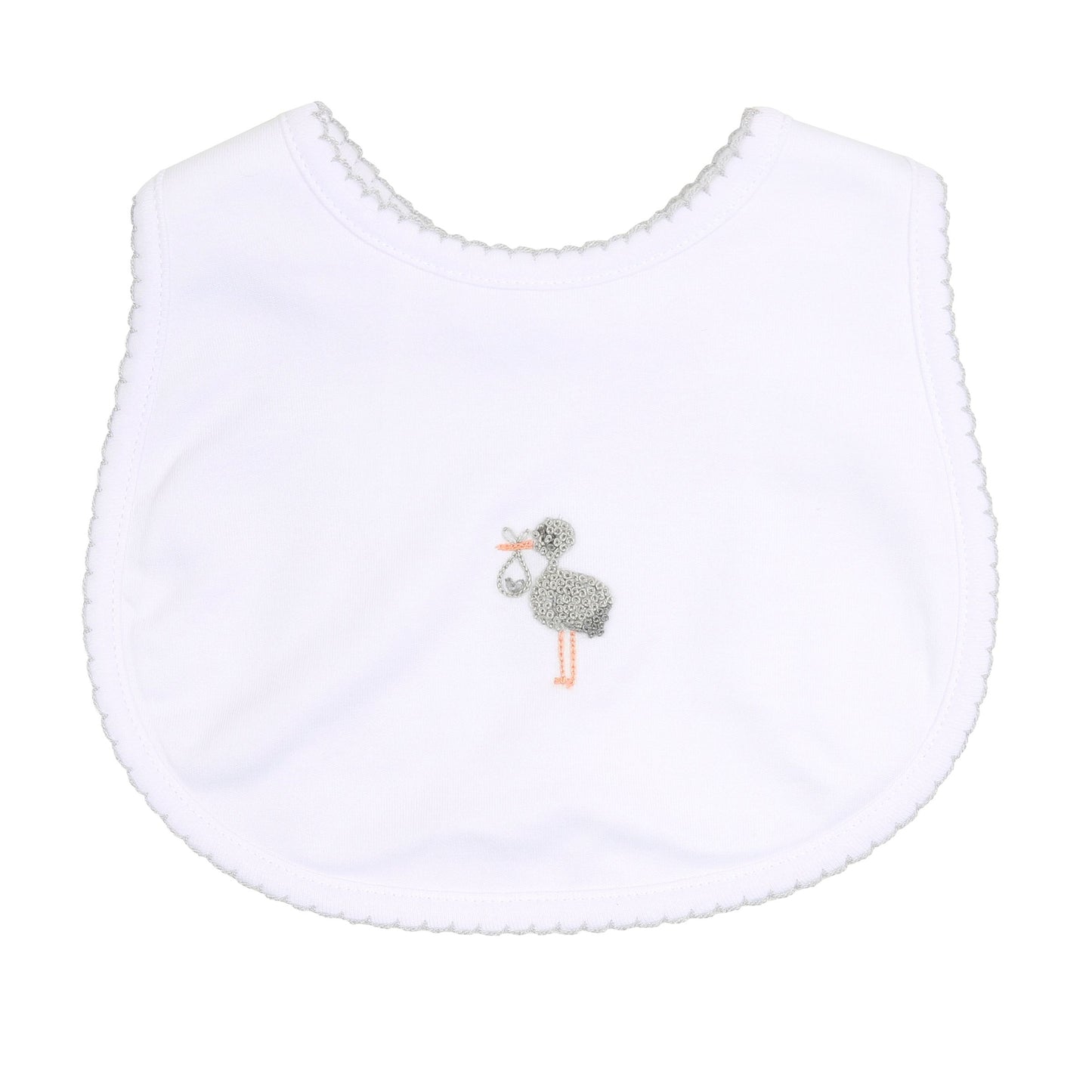 Tiny Stork Bib- Silver