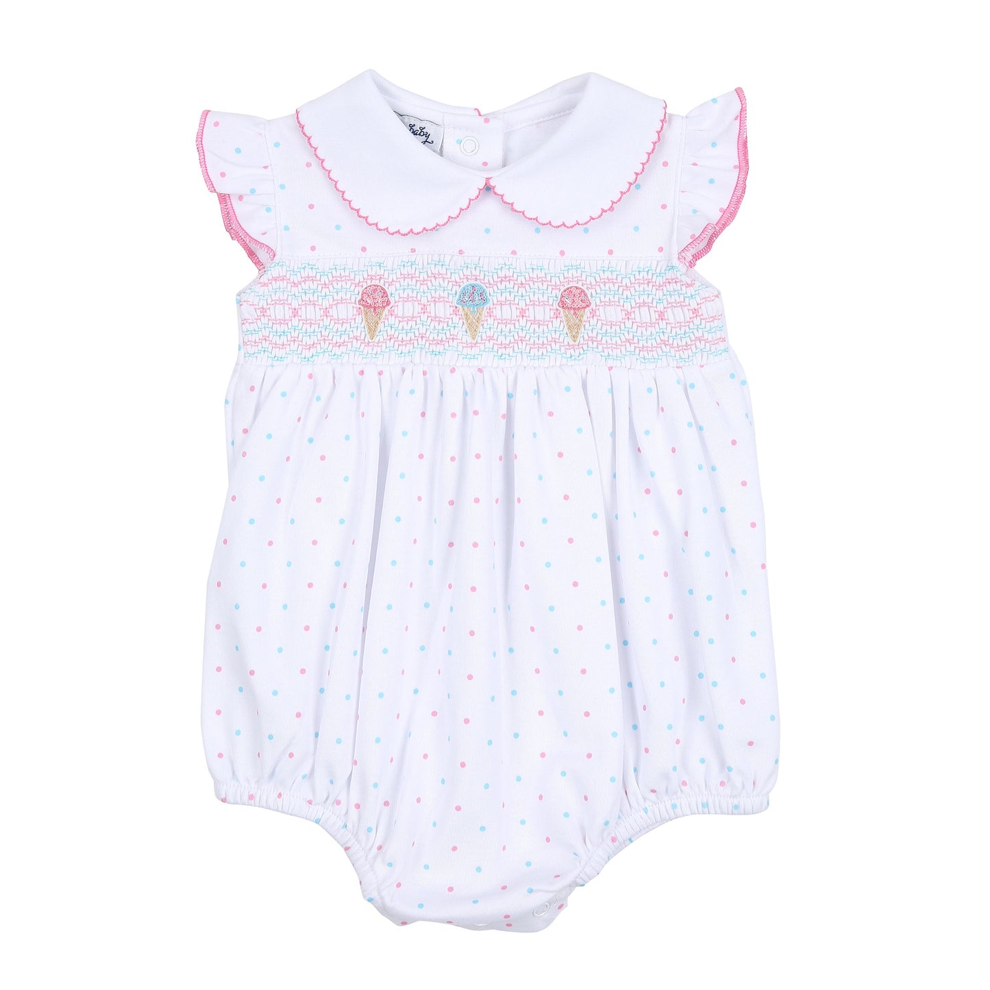 Ice Cream Classics Smocked Collar Flutters Bubble
