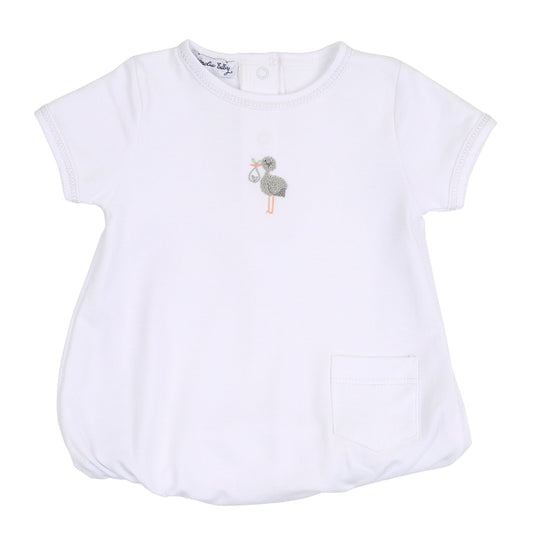 Tiny Stork Short Sleeve Bubble-Silver