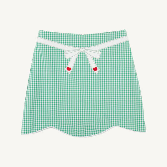 Perrin Scallop Skirt | Gibson Island Green Mini Gingham