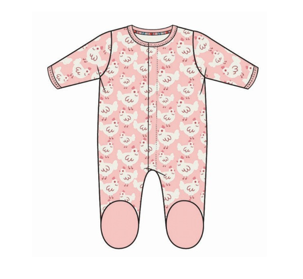 Organic Cotton Footie Pink Chicken