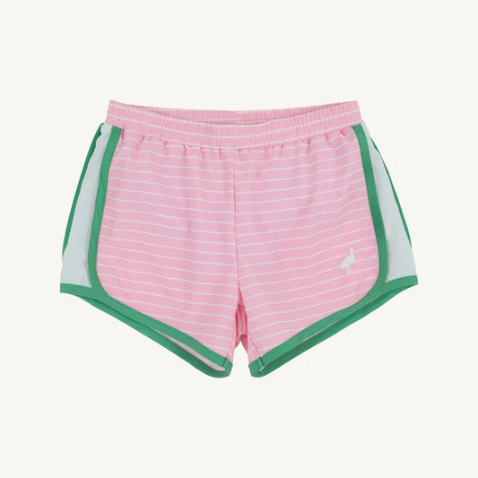 Prepletic™ Shimmy Shake Shorts | Pier Party Pink Stripe with Gibson Island Green