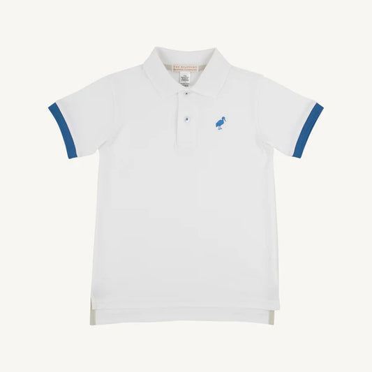 Prim & Proper Polo & Onesie | Worth Avenue White with Wood Boat Blue