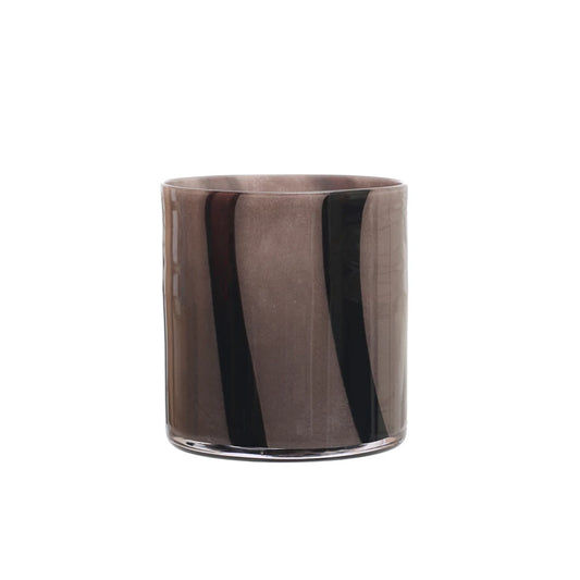 Glass Candle Holder/Vase w Stripes