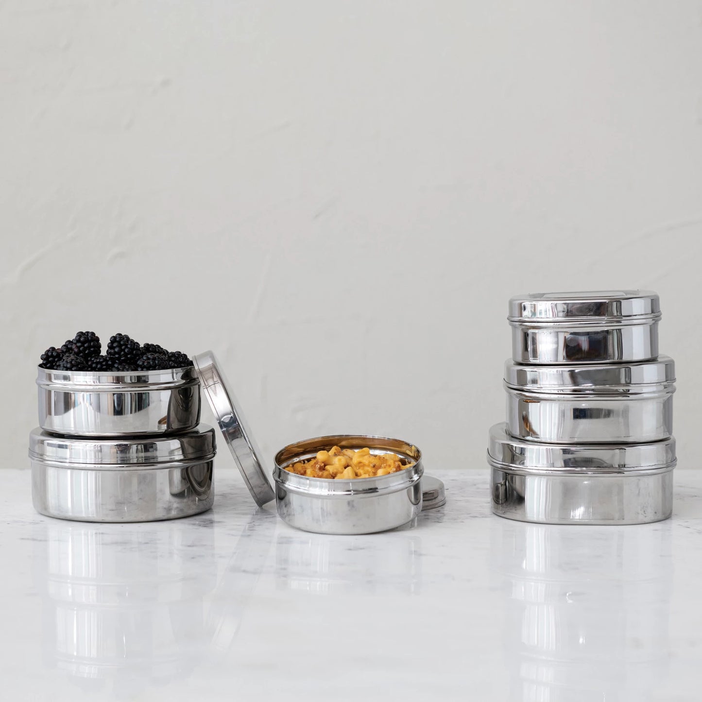 Metal Container Circular Stainless Steel Containers | Round | Set of 3 – Madison Grace Home