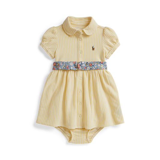 Ralph Lauren Oxford Belted Striped Dress | Wicket Yellow