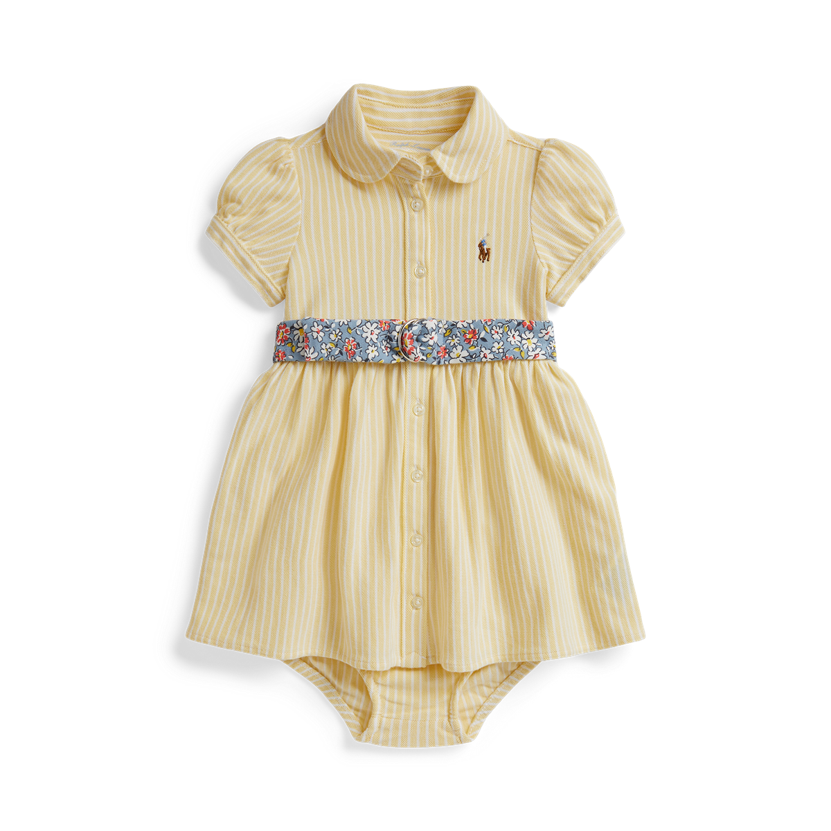 Ralph Lauren Oxford Belted Striped Dress | Wicket Yellow