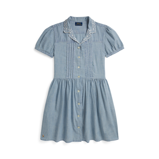 Ralph Lauren Short-Sleeve Chambray A-line Dress