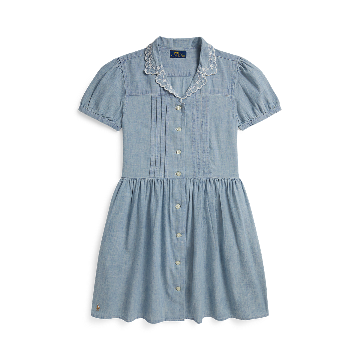 Ralph Lauren Short-Sleeve Chambray A-line Dress