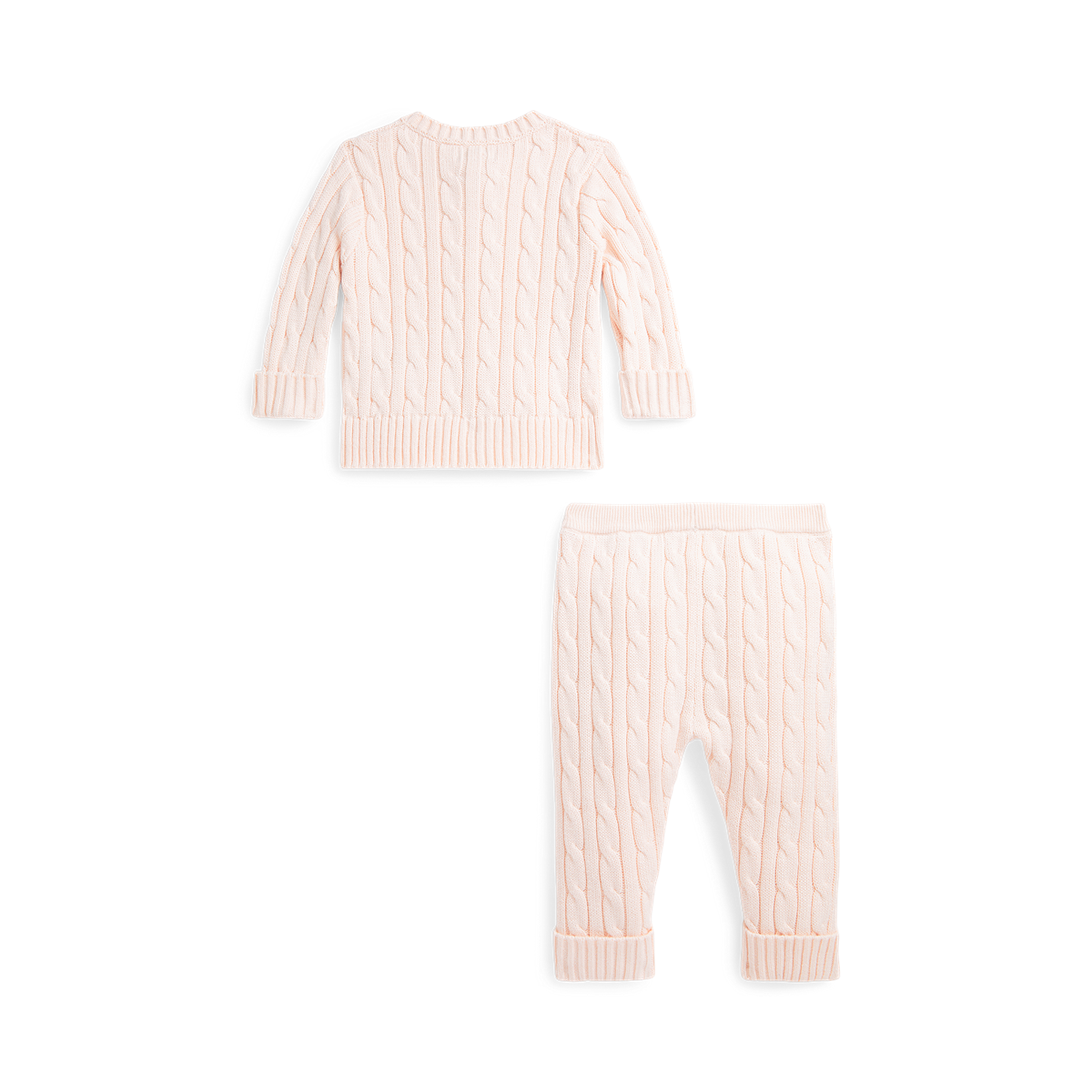 Cable-Knit Cotton Cardigan & Pant Set | Morning Pink