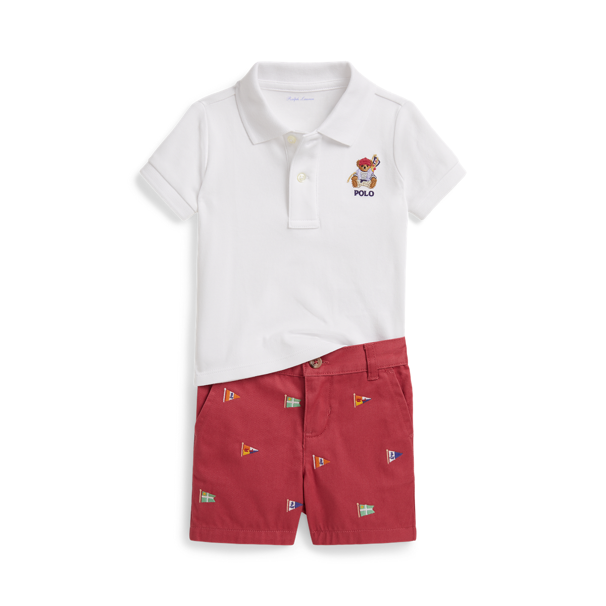 Ralph Lauren 2-Piece Set | Mesh Sailing Bear Polo + Printed Short