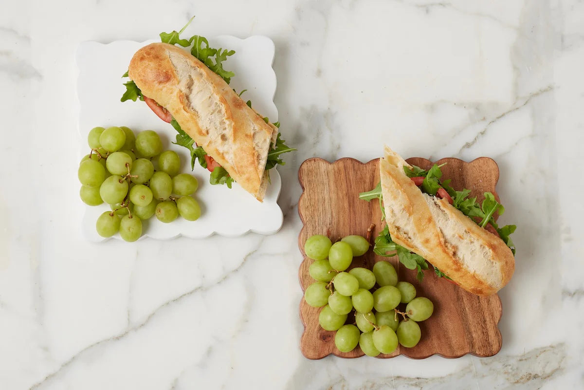 Scalloped Appetizer Cheese Board | White/Natural | Set of 2