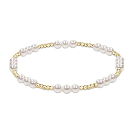 classic joy pattern 4mm bead bracelet | pearl | extends