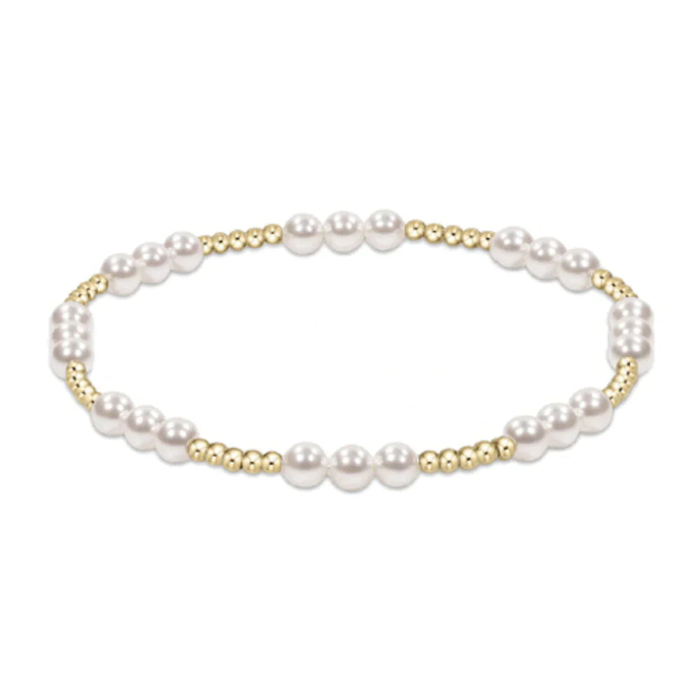 classic joy pattern 4mm bead bracelet | pearl | extends
