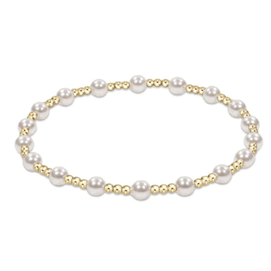 classic sincerity pattern 4mm bead bracelet | pearl | extends