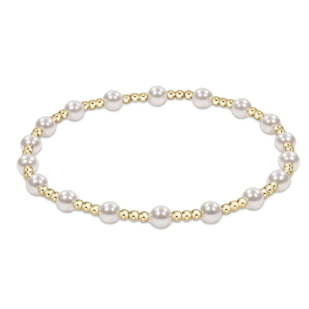 classic sincerity pattern 4mm bead bracelet | pearl | extends